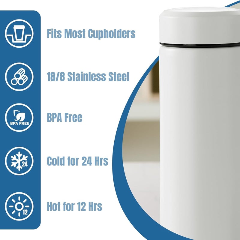 PARACITY Insulated Water Bottle, 15 oz Stainless Steel Water Bottles, Double Wall Vacuum Hot Drinks Thermo, Metal Water Bottle Keeps Hot for 12 Hrs, Cold for 24 Hrs, for Coffee, Tea (white) - Image 4